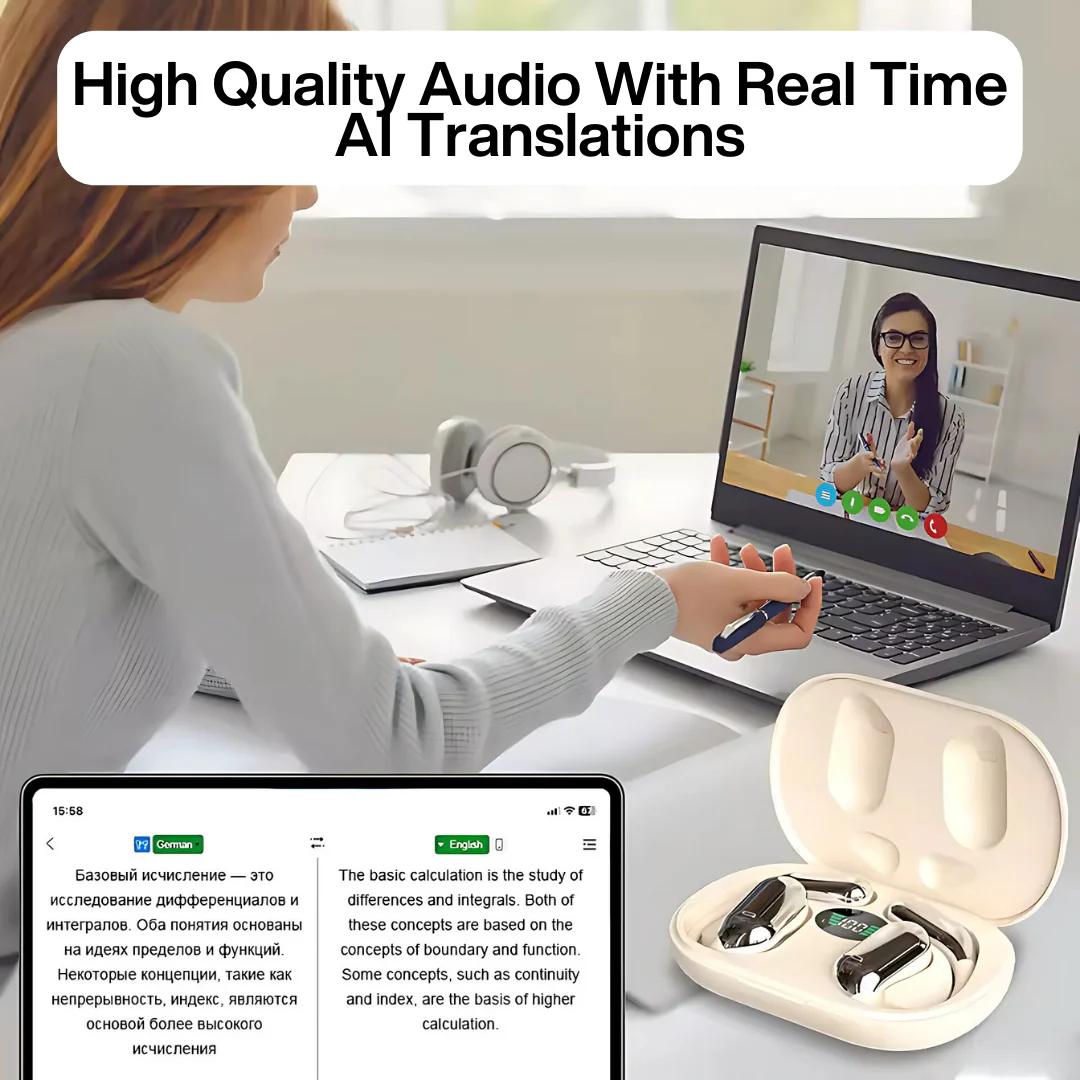TalkFlow Pro - 3-in-1 AI Translator Earbuds