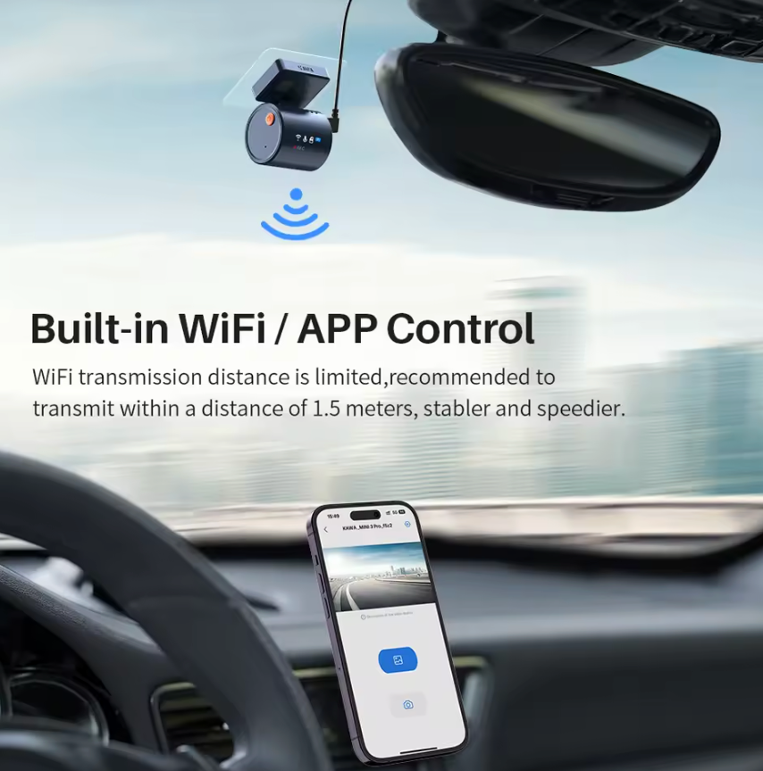 KAWA MINI 3 Pro — 2K (1296P) Mini Dash Cam, Wi-Fi App, Voice Control, 24/7 Parking