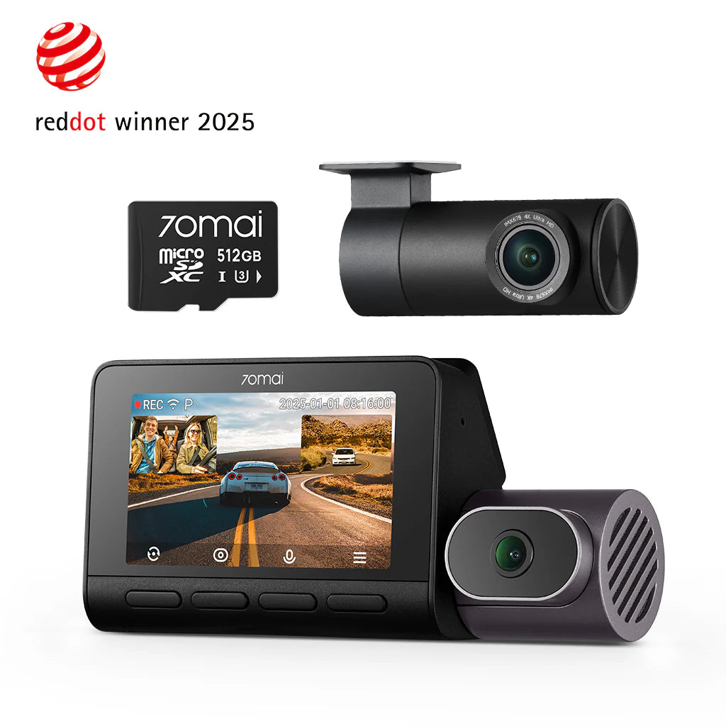 70mai Dash Cam A200 — Front 1944P HDR, Dual-Channel Ready (Rear 1080P), 2" IPS, 24/7 Parking, Wi-Fi/4G*, 130° FOV